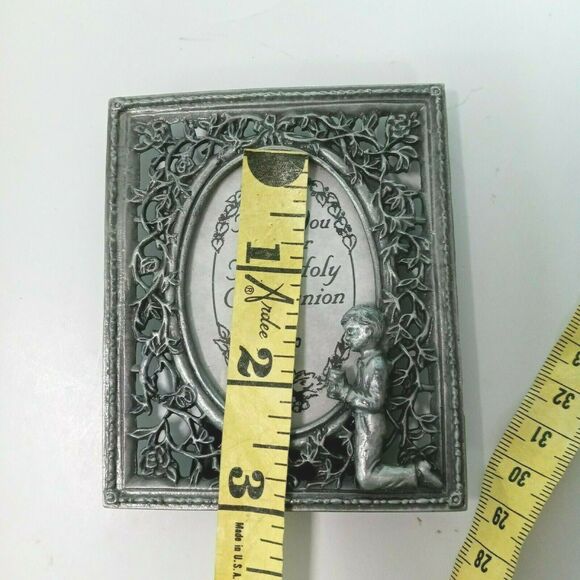 First Communion Pewter Frame Boy 3.5" Religious Keepsake VTG 🕊️ - Picture 9 of 12